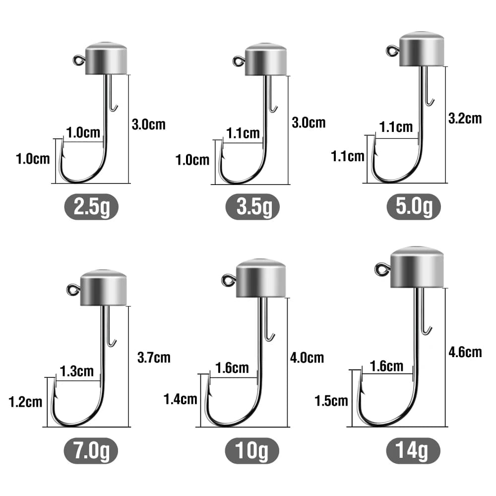 Ned Rig Jig Heads 20pcs - Têtes champignon 2.5-14g pour leurres souples et pêche précise
