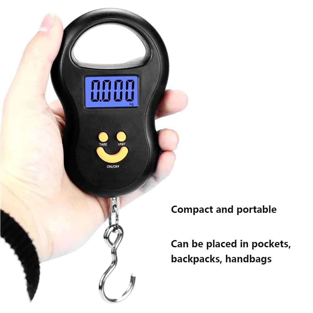 Balance numérique suspendue 50kg cuisine pêche - Pèse-poche LCD rétroéclairé voyage bagages poids