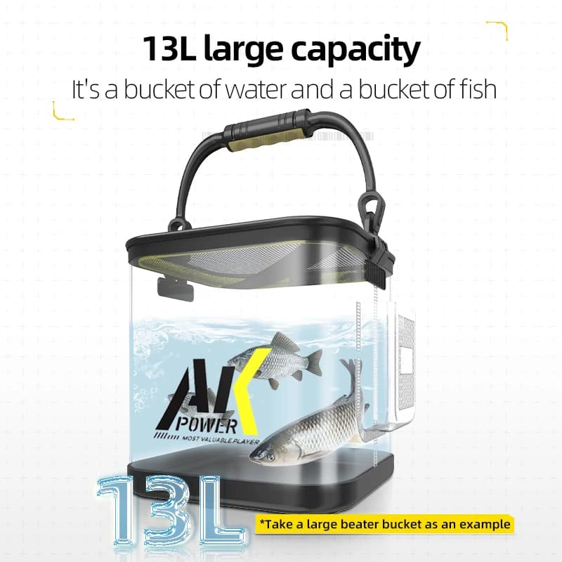 Seau à poissons transparent pliable YUZHIYUAN - Conteneur multifonction pour conservation du vif et transport