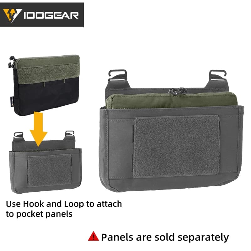 Poche rangement données tactiques IDOGEAR - Poche intérieure kangourou auto-agrippante pour équipements MOLLE