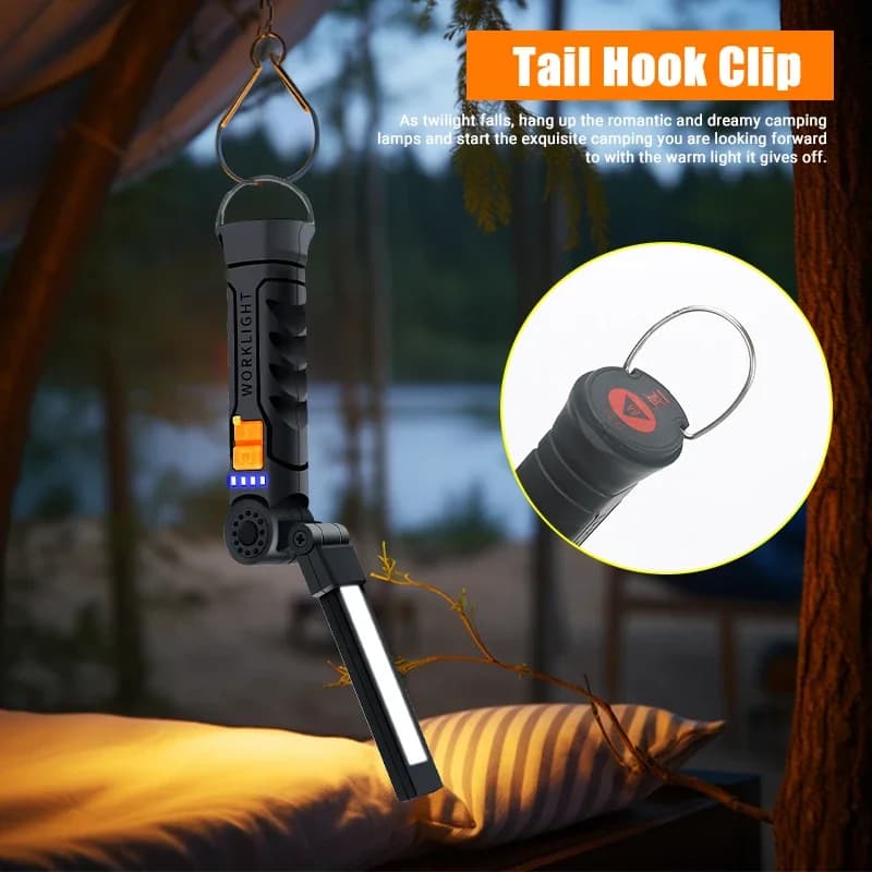 Lampe torche LED COB portable rechargeable USB magnétique pour camping pêche travail