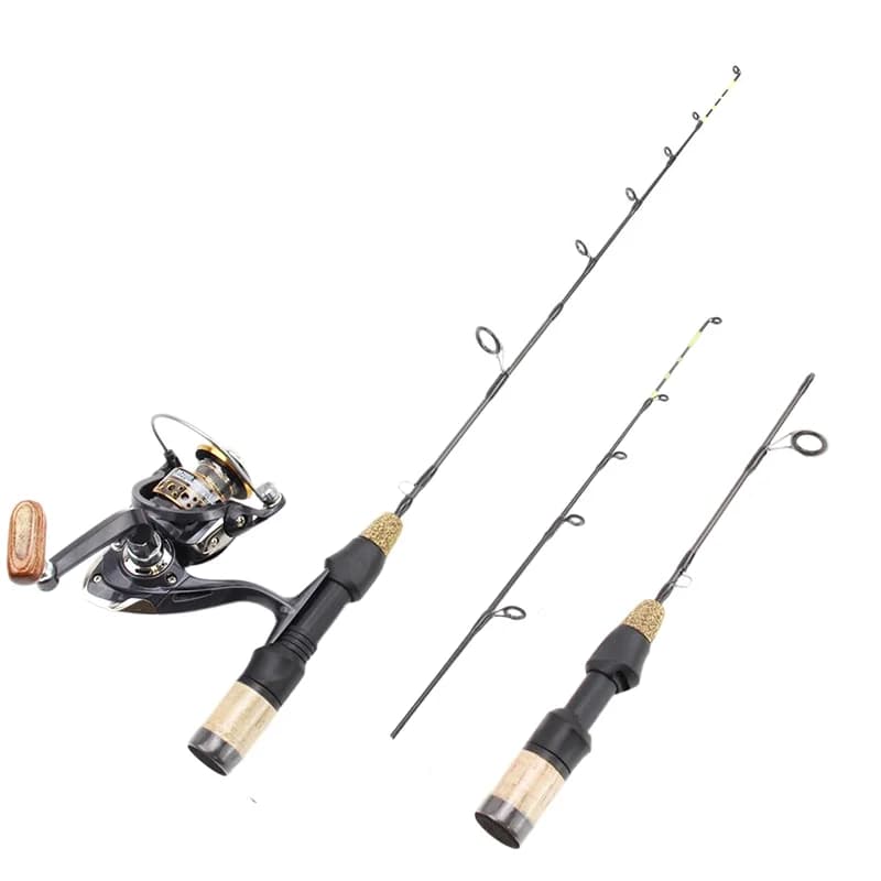 Canne à pêche glace portable 60cm 2 brins carbone léger pour carpe et truite en rivière étang