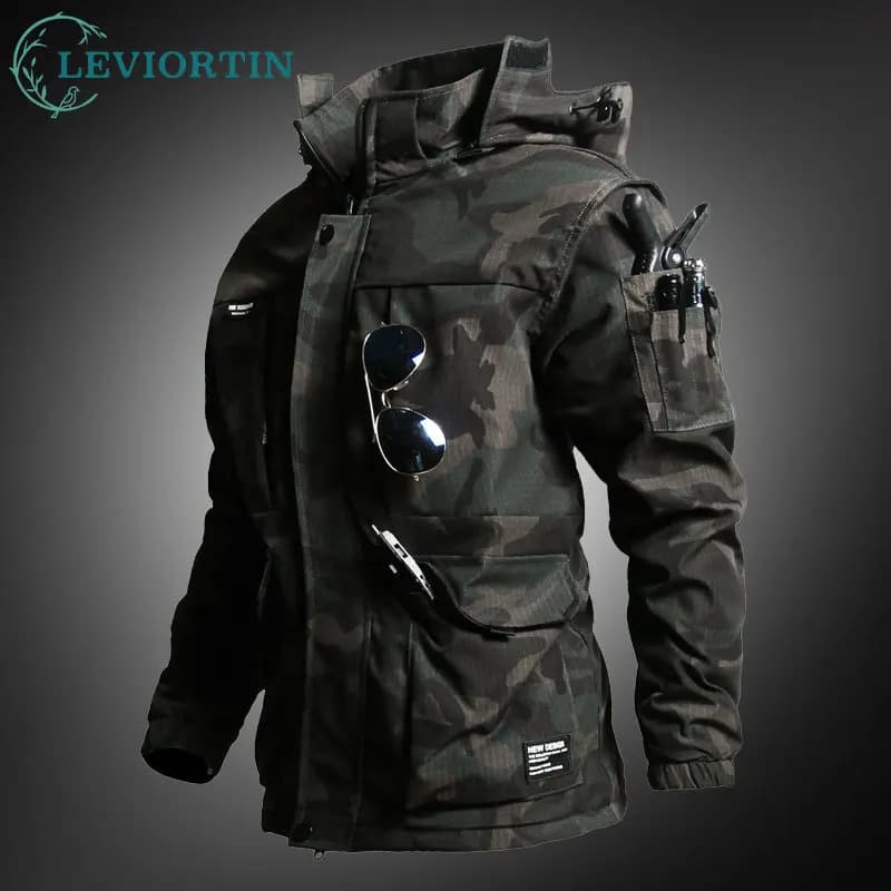 Veste tactique hiver doublée polaire - Vêtement de pêche hivernale camouflage épais et chaud