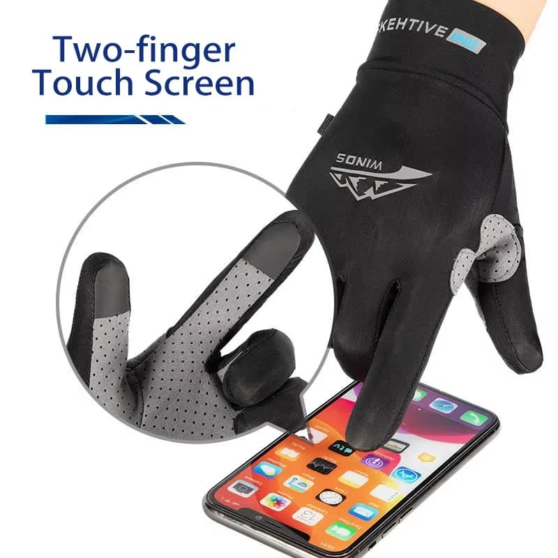 Gants soie glacée pêche vélo breathable légers anti-UV doigts entiers été