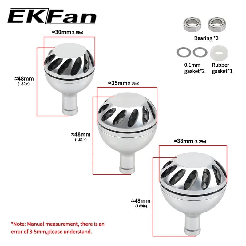 Poignée de moulinet EKfan 30/35/38mm en alliage métal pour pêche spinning et baitcast - Compatible Daiwa Shimano
