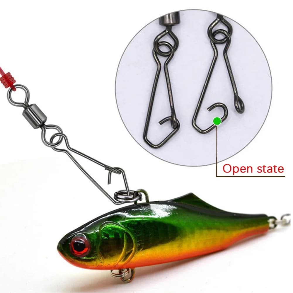 Barillet tournant avec émerillon et clip pour hameçons et leurres de pêche - Lot de 10