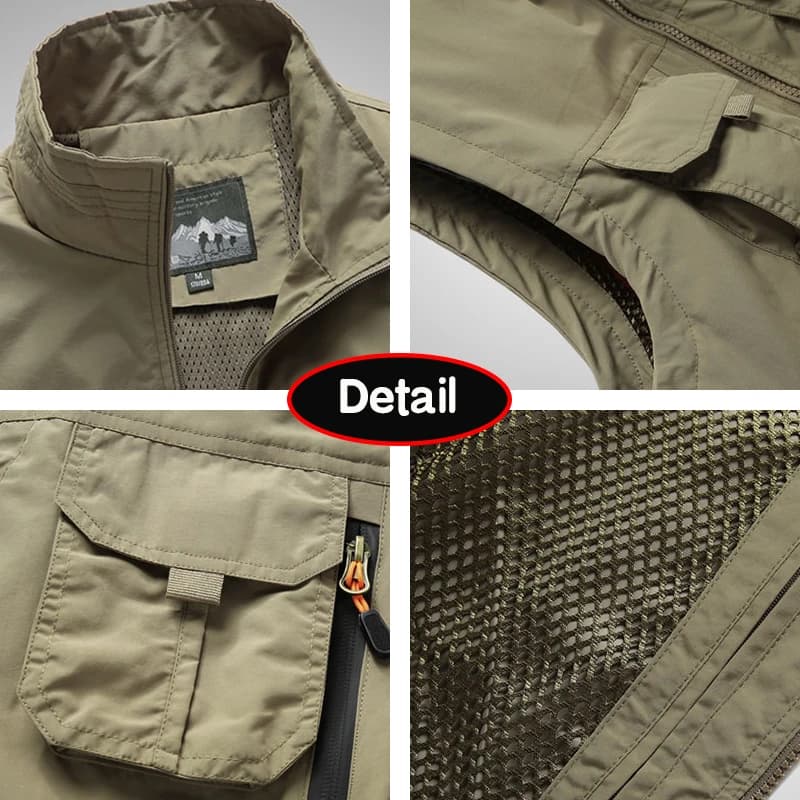 Veste sans manches multi-poches pour pêche printemps été 2024 couleur unie grande taille 6XL