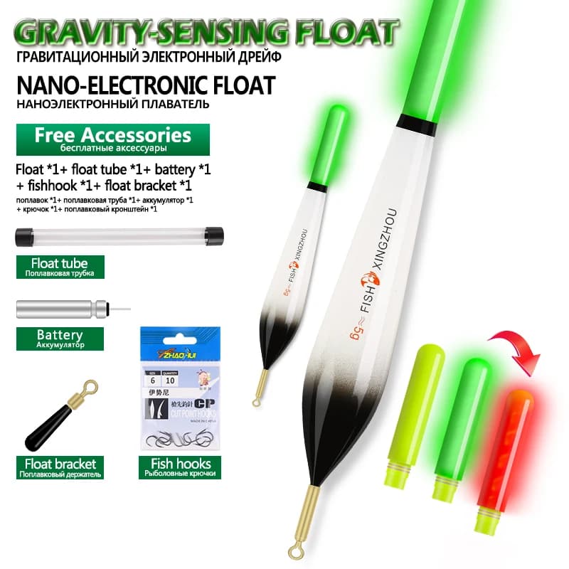Flotteur lumineux détecteur gravité + accessoires pêche - Kit complet nano outils composite