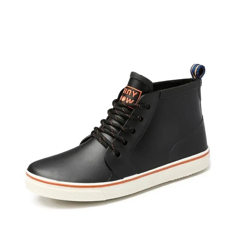 Chaussures pluie homme mode extérieur bottes qualité lacets pêche confort imperméables semelle souple travail