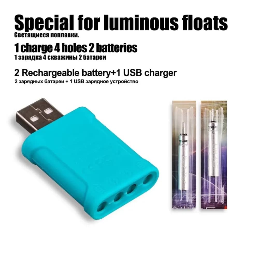 Flotteur électronique lumineux rechargeable USB CR425 - 2 trous pour pêche de nuit en rivière et lac