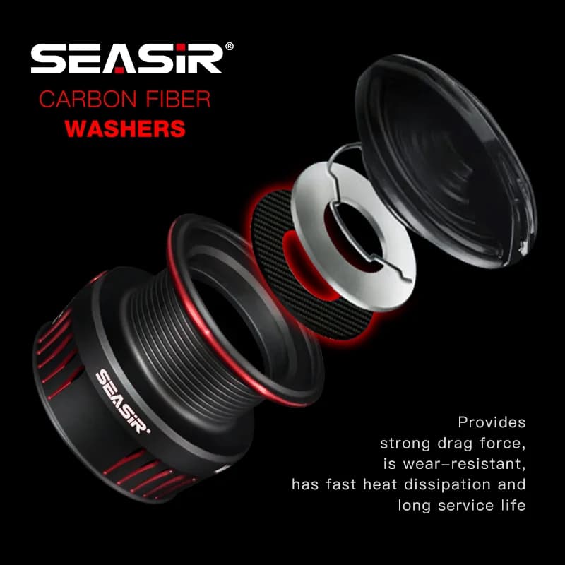 Moulinet spinning carbone Seasir P-Series Prospec 9kg drag 8+1BB pour pêche eau douce et mer