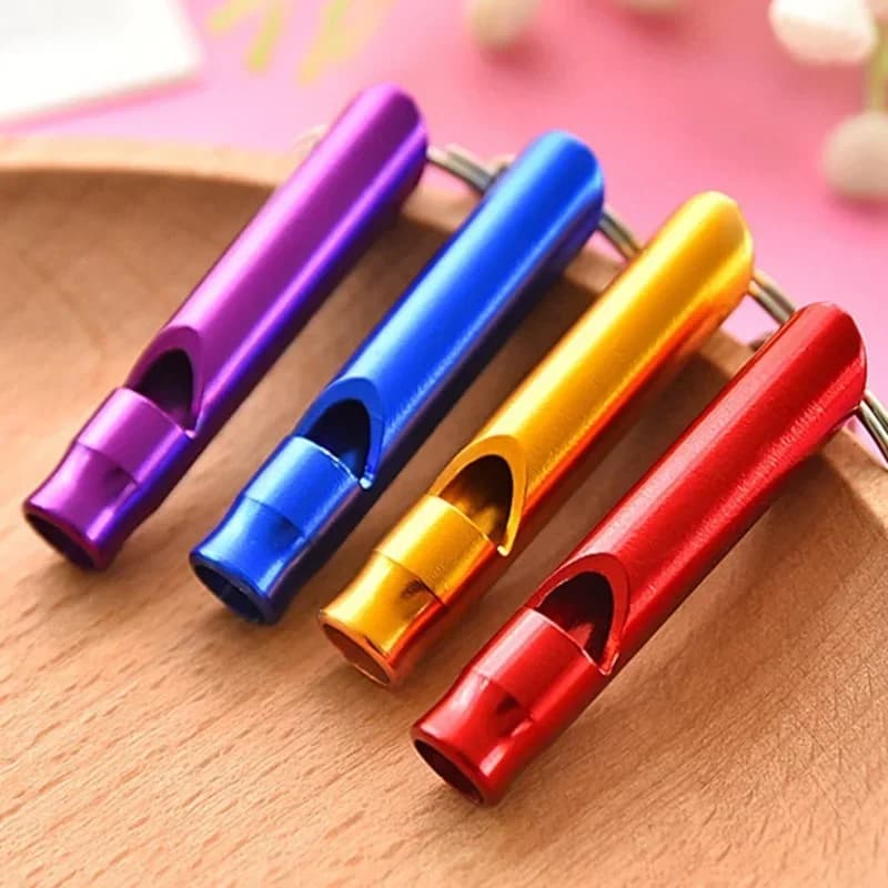 Set 4 sifflets sécurité sport aluminium alliage porte-clés survie camping pêche urgence - Compact