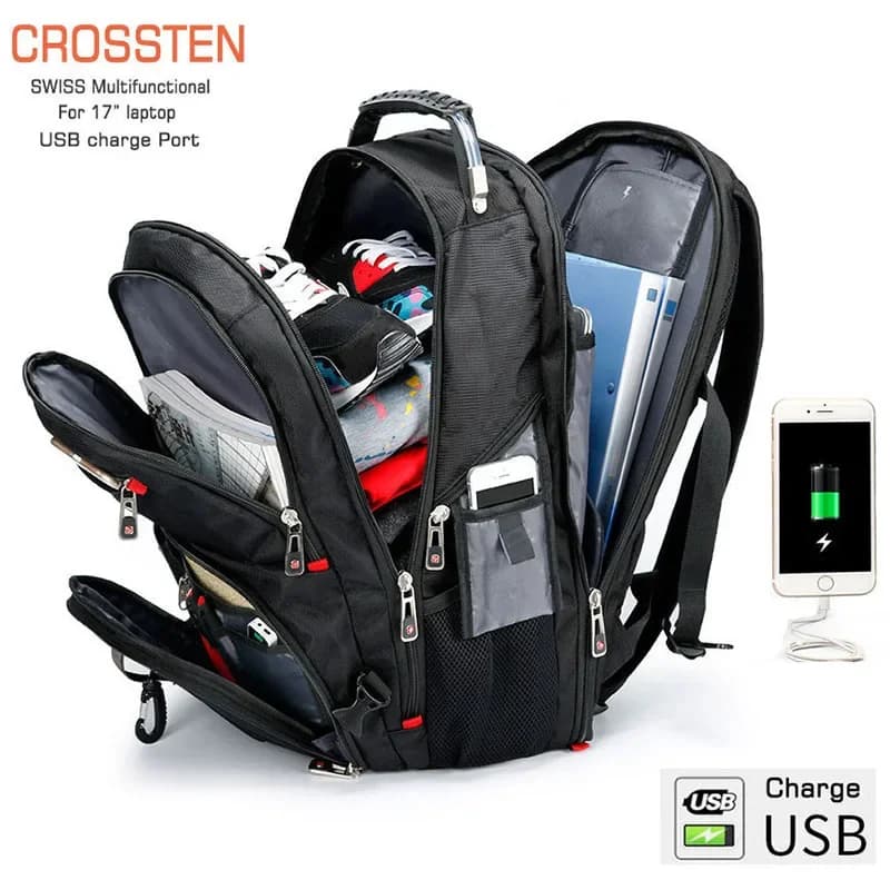 Sac à dos multifonction 17 pouces USB étanche 2025 - Voyage études college résistant durable