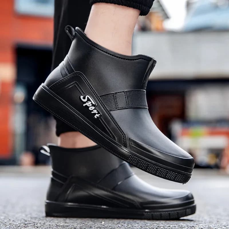 Bottes pêche courtes homme wading imperméables bande réfléchissante PVC confort polyuréthane