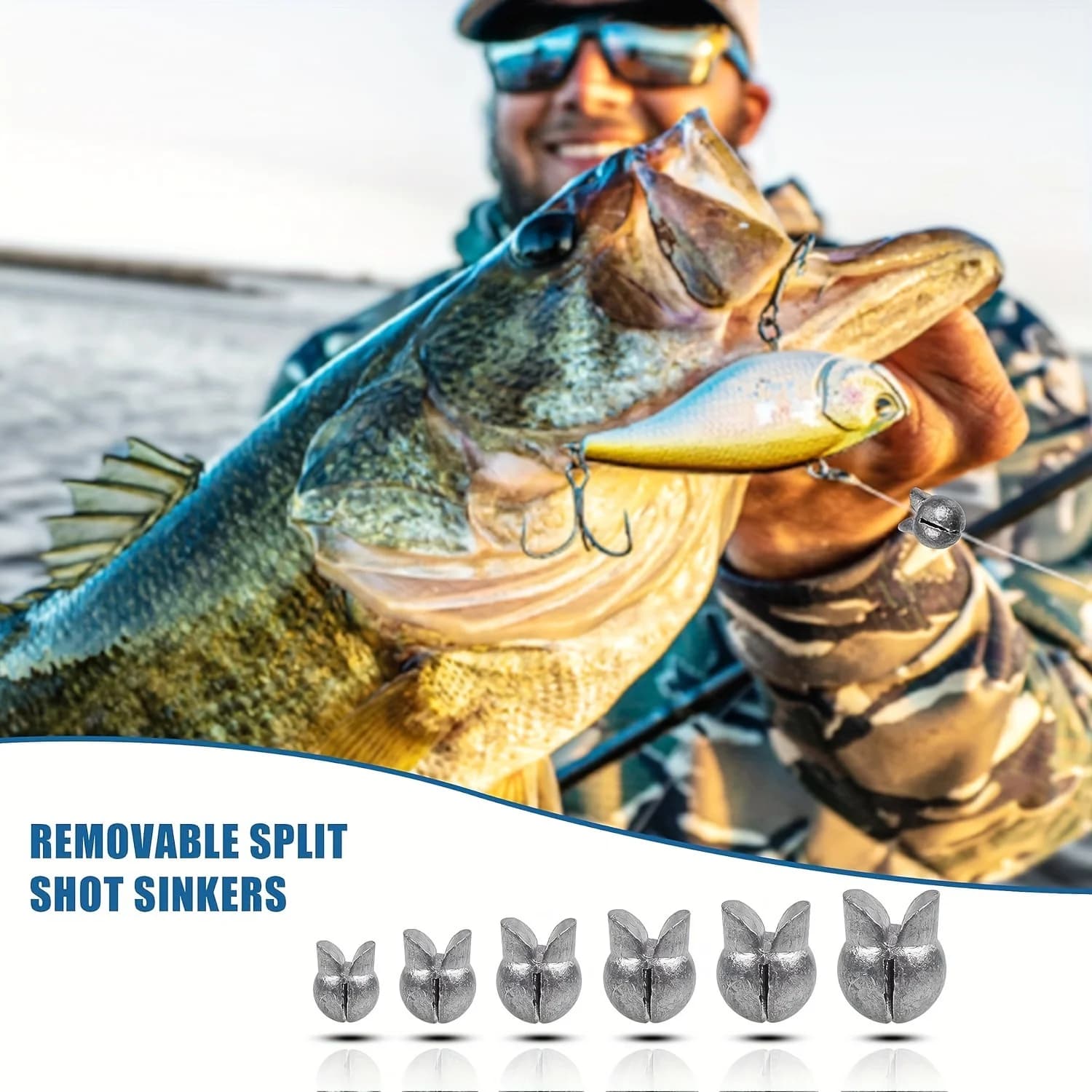 Kit de Plombs Pêche 60 à 120 Pièces, Sinkers Fendus Premium 5 Tailles, Design Rond Amovible