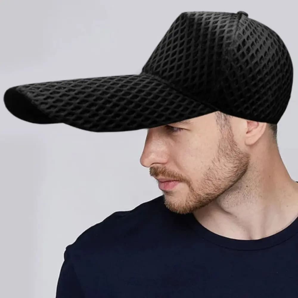 Casquette grande taille pêche 14cm visière longue oversize mesh homme protection sol maxi circonférence