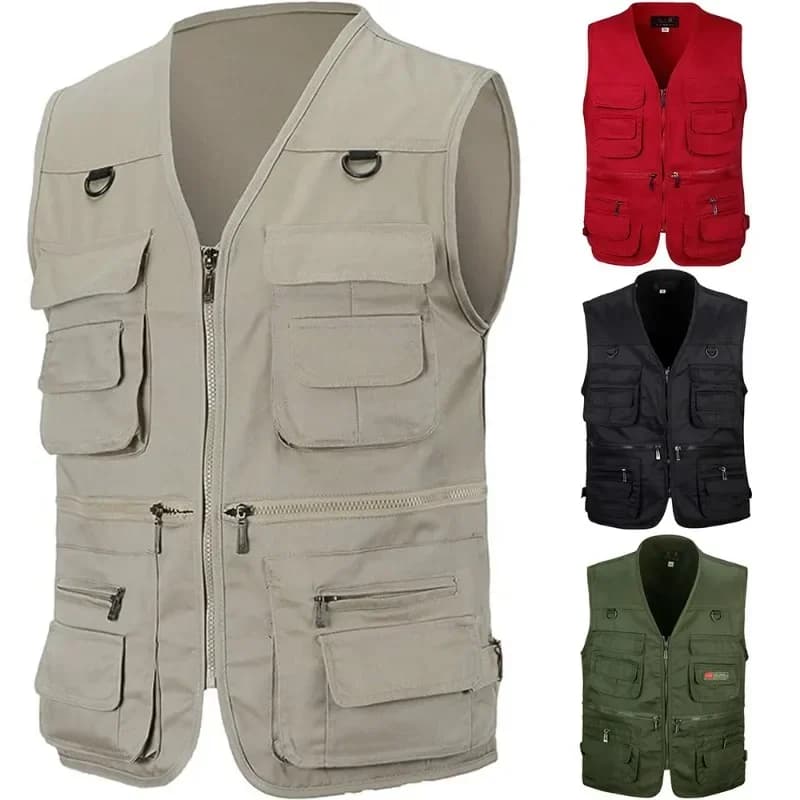Veste de pêche sans manches multi-poches respirante pour homme, veste tactique extérieur sport