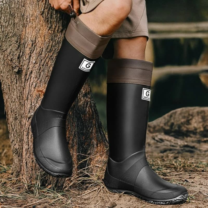 Bottes de pêche unisexe imperméables caoutchouc extérieur antidérapantes mode cordon homme tube long souple