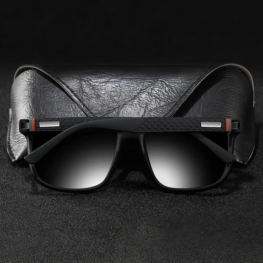Lunettes carrées vintage de luxe polarisées - Homme Femme pêche conduite UV400 marque designer
