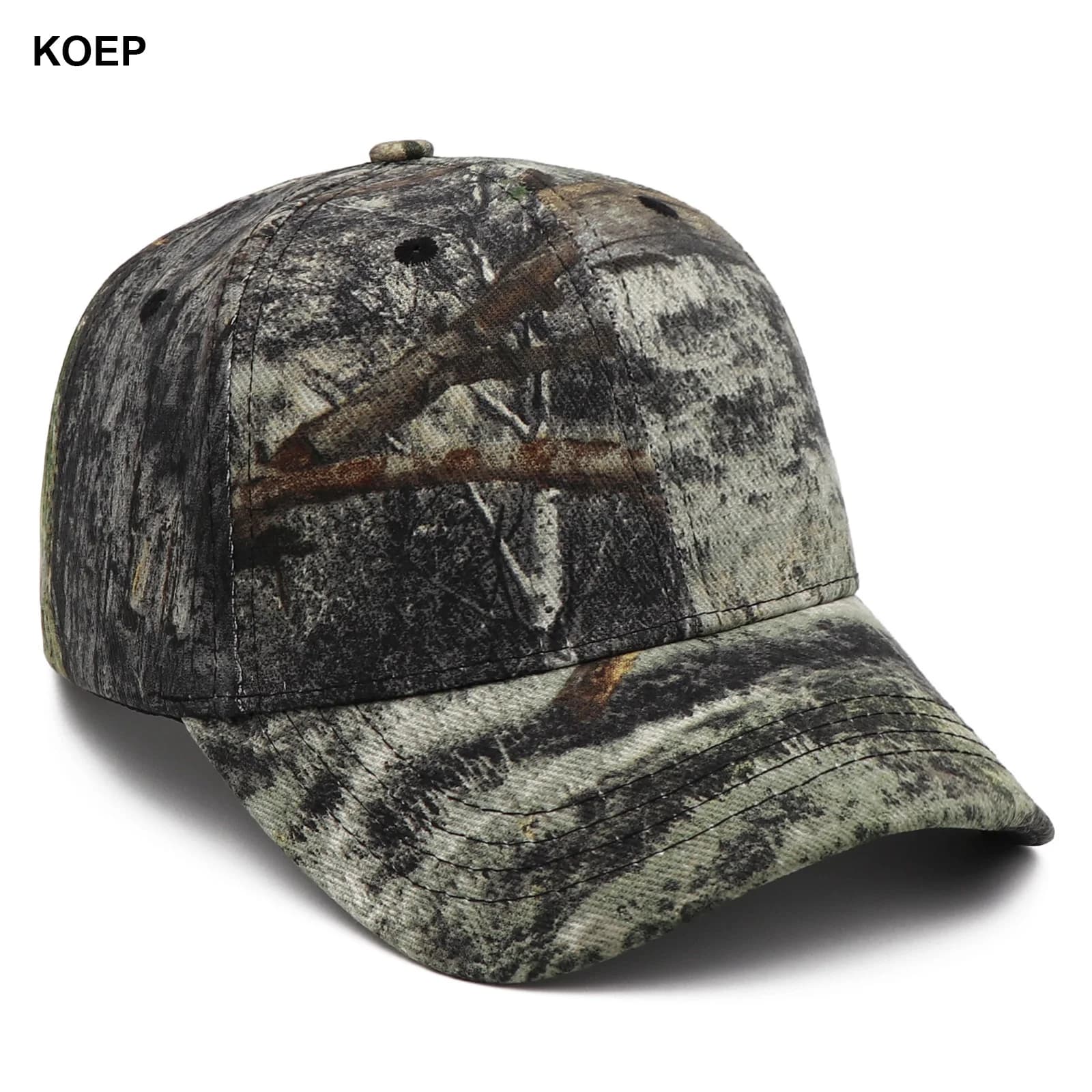 Casquette baseball camouflage KOEP KBMO7 pour pêche outdoor - Design feuilles de roseaux