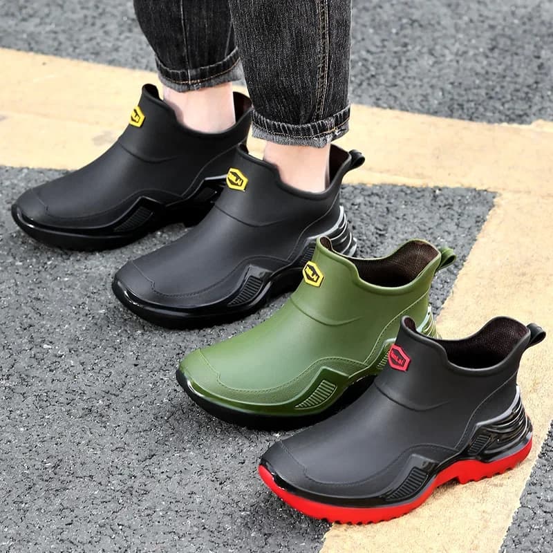 Bottes de pluie sportives courtes homme antidérapantes en PVC pour pêche active et confort