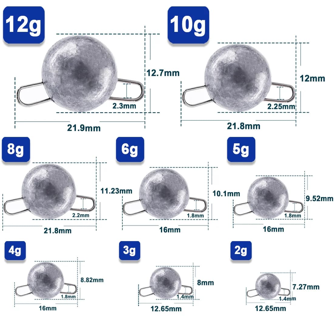 Plombs Cheburashka 10 pièces pour pêche en eau douce avec connecteur hameçon