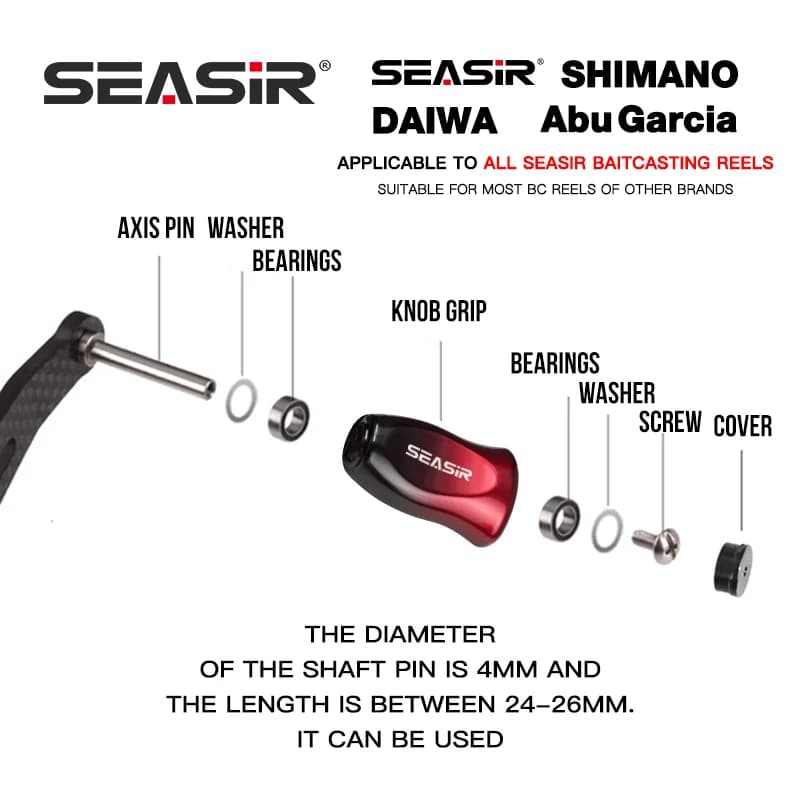 Poignée modifiable pour moulinet baitcasting SEASIR - Grip ABS avec 4 roulements pour SHIMANO, DAIWA