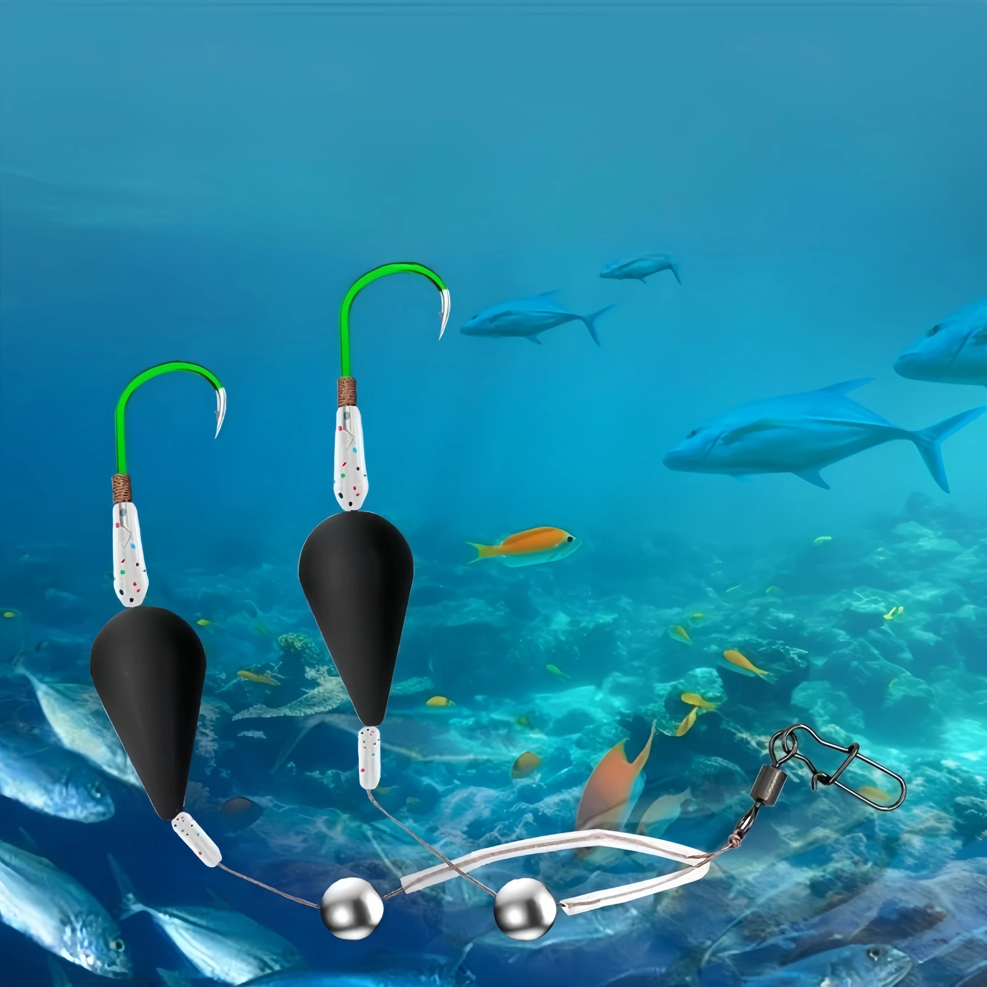 Flotteur de pêche inversé double hameçon haute sensibilité pour mer et eau douce