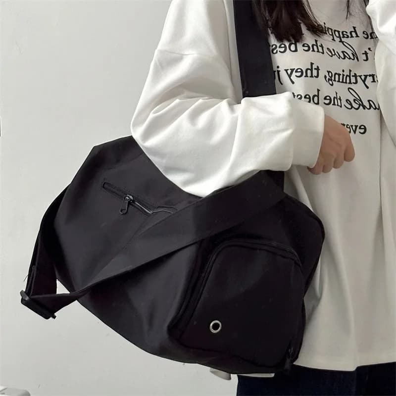 Grand sac bandoulière tote pour pêcheuse - Sac messenger canvas tendance 2024 pratique pour le sport