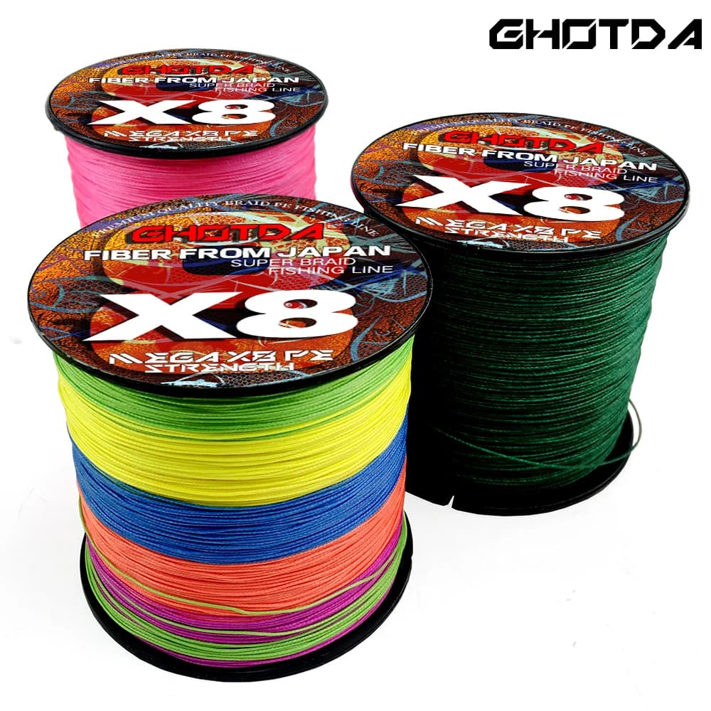 Ligne de pêche japonaise tressée Ghotda Colorful 8 brins 0.14-0.5m pour carpe multifilament