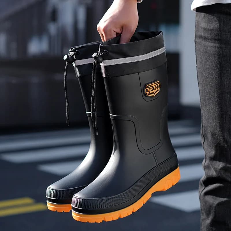 Nouvelles bottes de pluie mi-mollet homme semelle épaisse imperméables antidérapantes adultes