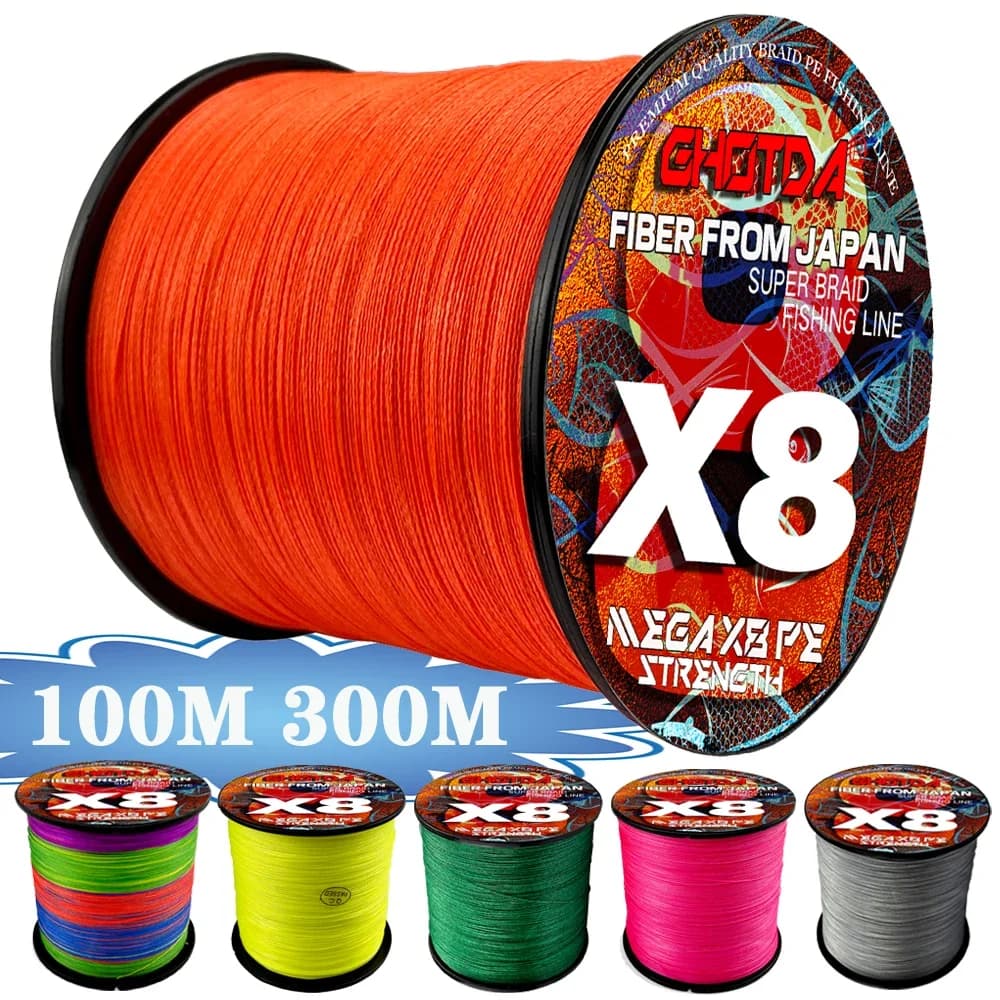 Fil de pêche tressé GHOTDA X8 100M 300M 8kg-35kg leurre carpe multifilament mer résistant