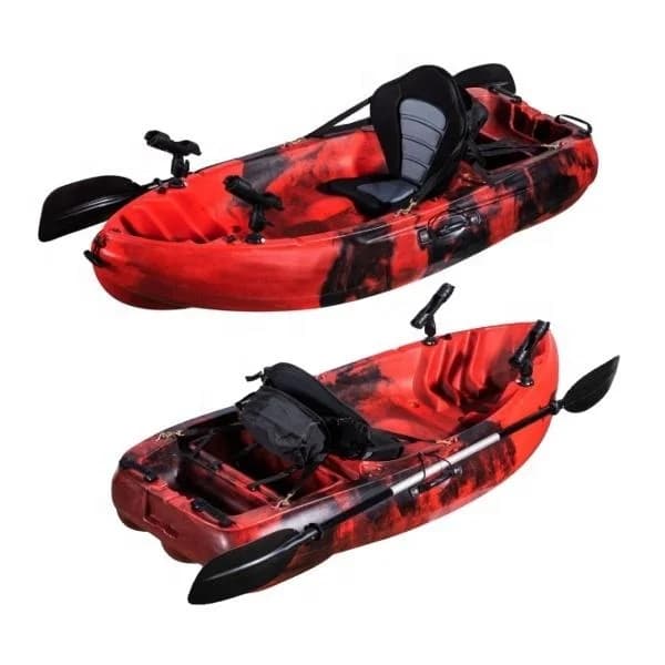 Kayak pêche individuel 2m en plastique rotomoulé - Bateau à rames stable pour jeux aquatiques