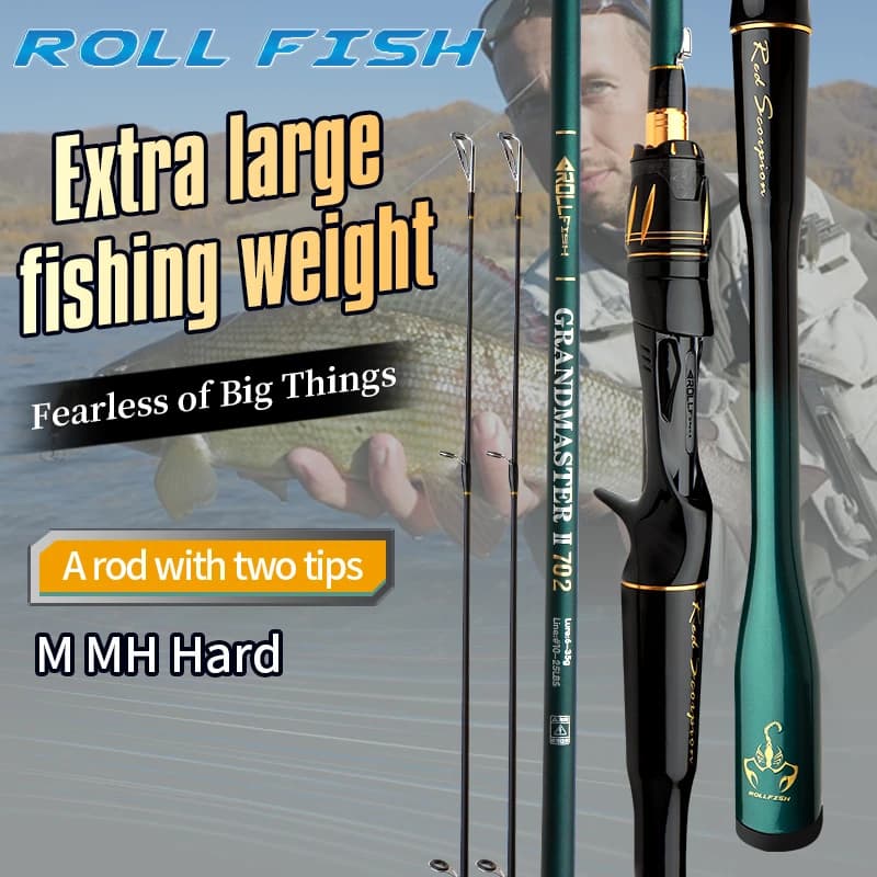 Canne spinning/casting ROLLFISH 2 scions carbone 1.8-2.7m - Pêche carnassiers mer et eau douce