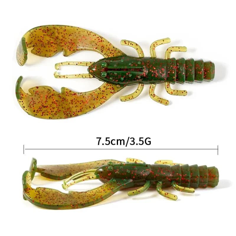 Leurres souples Sunmile 6 pièces écrevisse crevette 7,5cm pour pêche du bar et perche