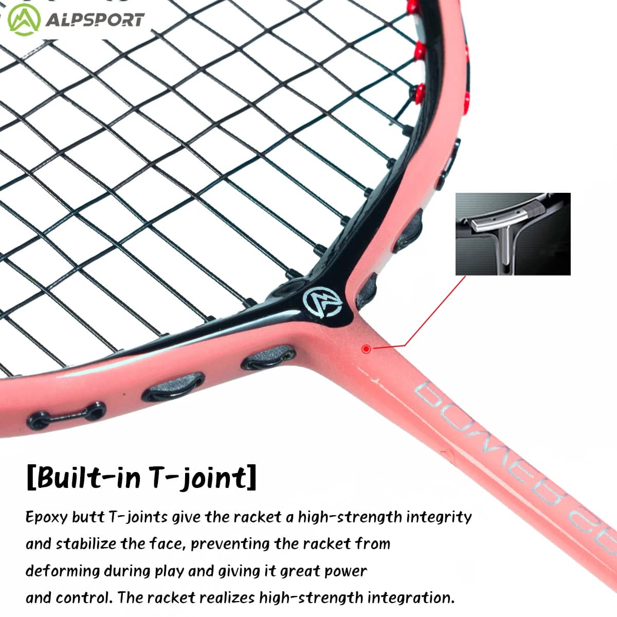 Raquette badminton offensive ALP V5 2.0 ultralégère 4U carbone original ALPSPORT pour attaques puissantes
