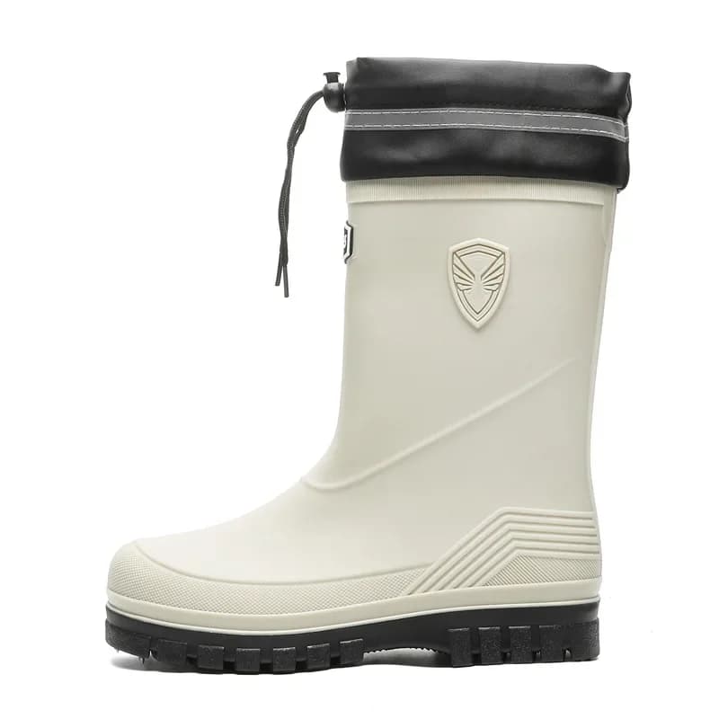 Bottes de pluie mi-mollet hommes confortables en PVC pour pêche extérieure et cuisine anti-dérapantes