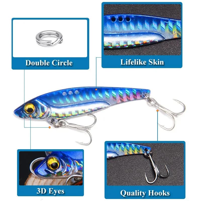 Leurre métal VIB 7g 10g 18g pêche spinning cuillère vibrante leurre trempette carnassiers tout temps