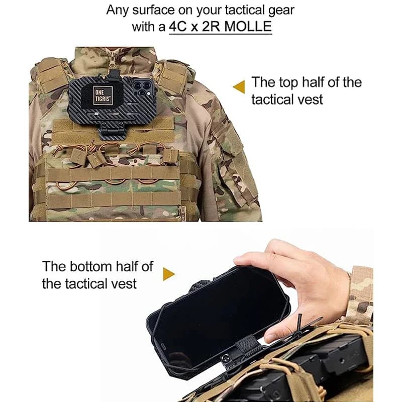 Porte-téléphone tactique ONETIGRIS pour gilet - Support universel 4.7"-6.7" pêche airsoft