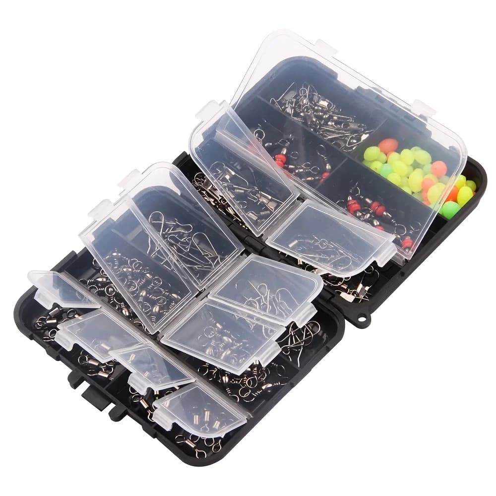 Kit 140 pièces émerillons et snaps pêche - Émerillons à billes, connecteurs triples et clips