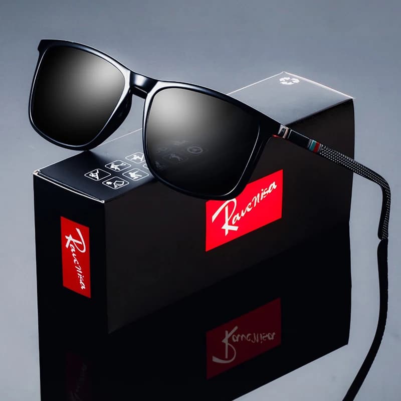 Lunettes de soleil polarisées carrées fashion pêche homme - marque designer luxe conduite UV400