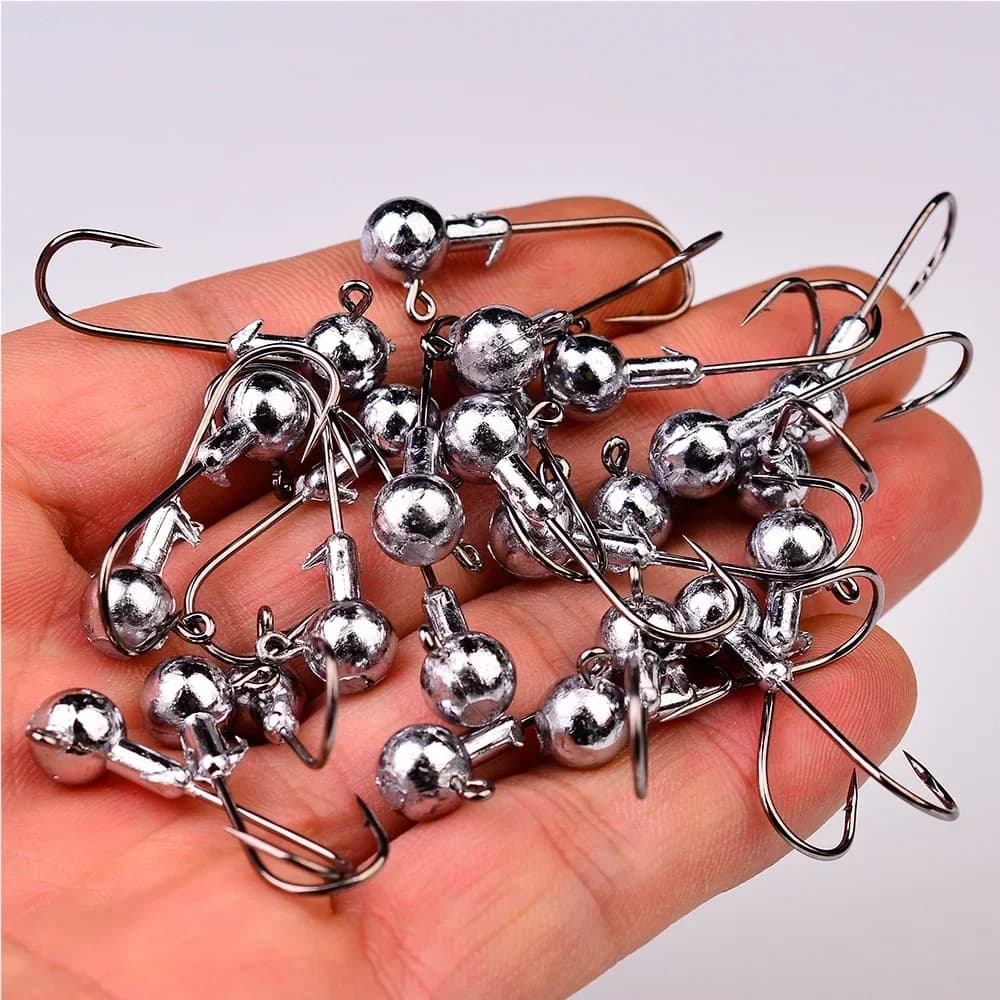 Têtes plombées jig de 1g à 20g pour pêche aux leurres - Hameçons jig pour leurres durs et souples