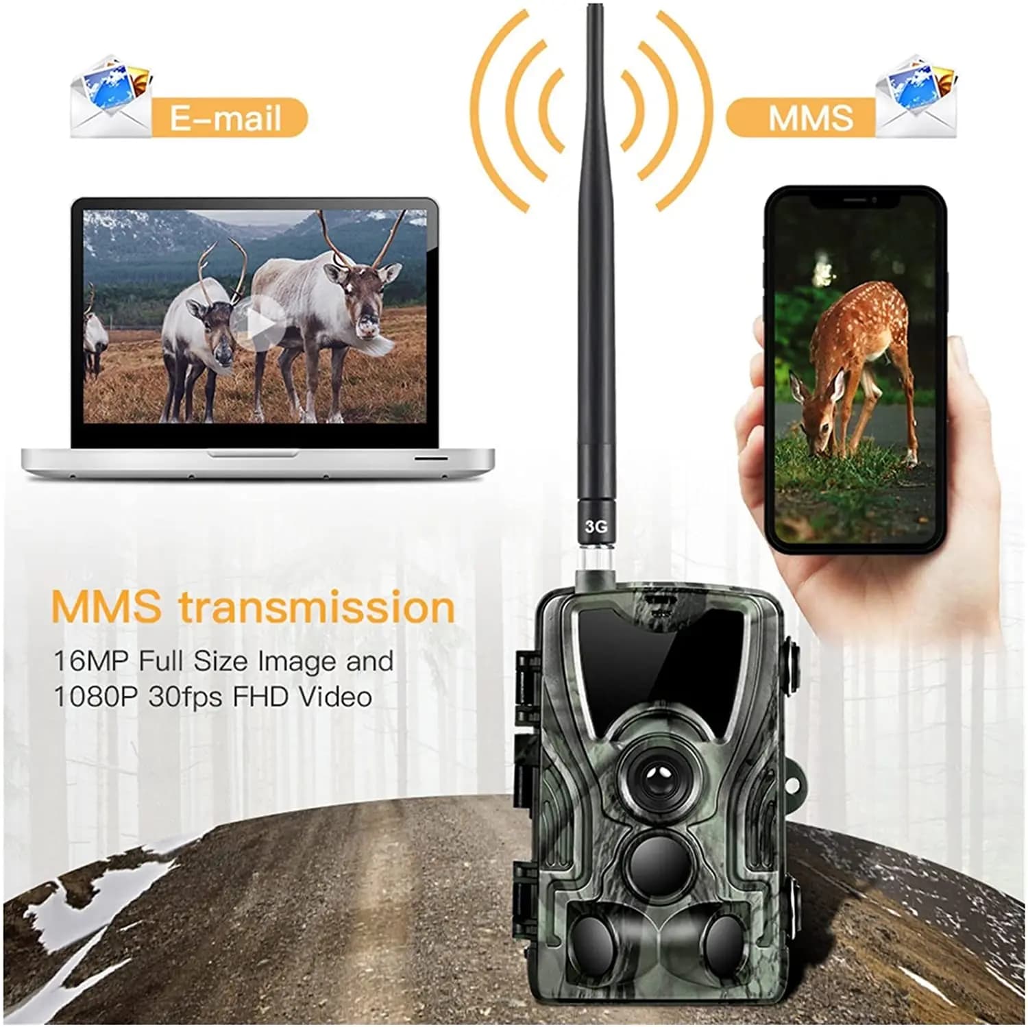 Caméra trail 4G étanche avec slot carte SIM vision nocturne 940nm 20MP pour jardin sécurité faune