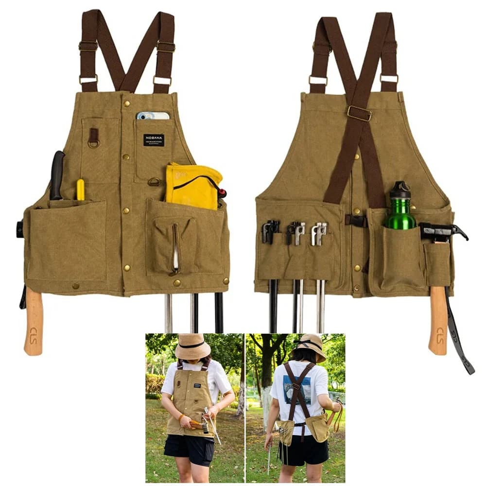 Tablier de pêche multi-poches durable, veste fonctionnelle pour homme et femme camping BBQ extérieur