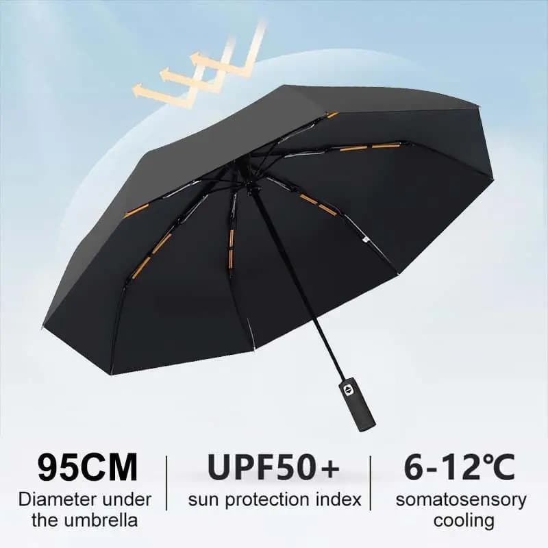 Parapluie automatique 16/24 baleines solide avec lumière - Protection UV anti-vent pliable portable pêche