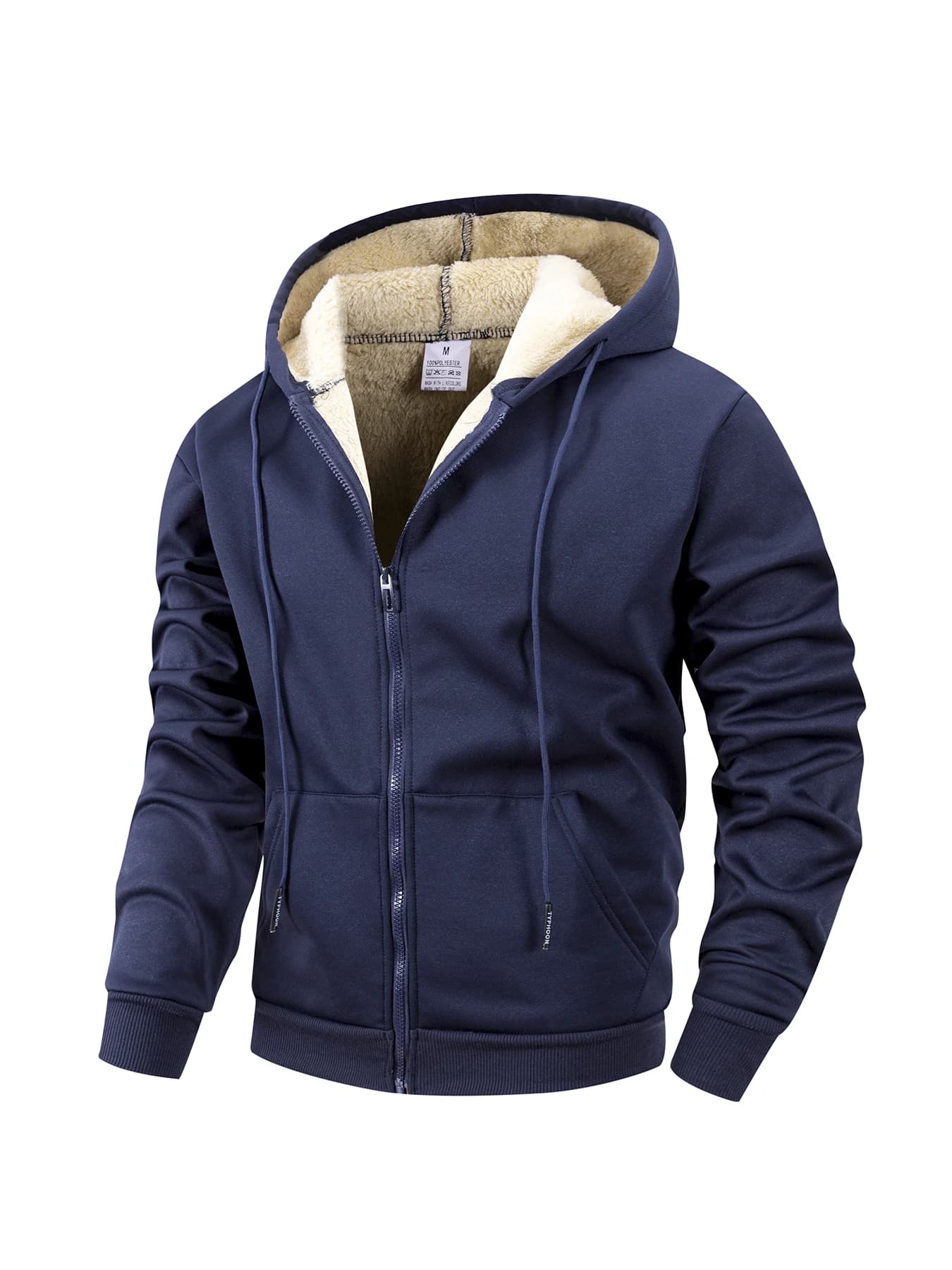 Veste zippée hiver homme polaire - Cardigan épais coupe-vent - Sweat à capuche chaud casual