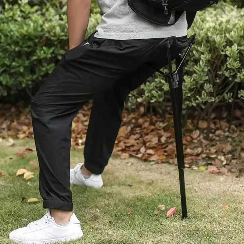 Chaise pliante dépliante avec canne - Siège randonnée pêche ajustable aide à la marche