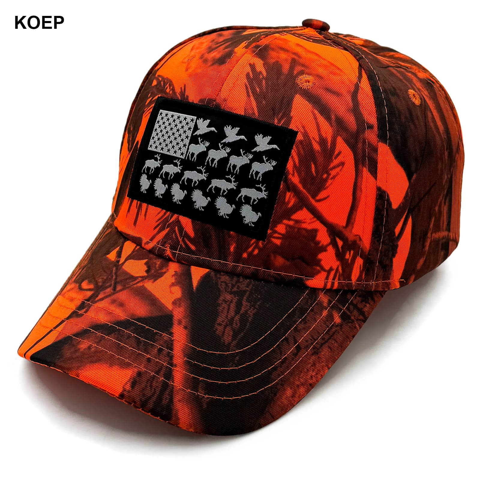 Casquette baseball camouflage KOEP avec drapeau américain pour pêche et chasse - Style pêcheur