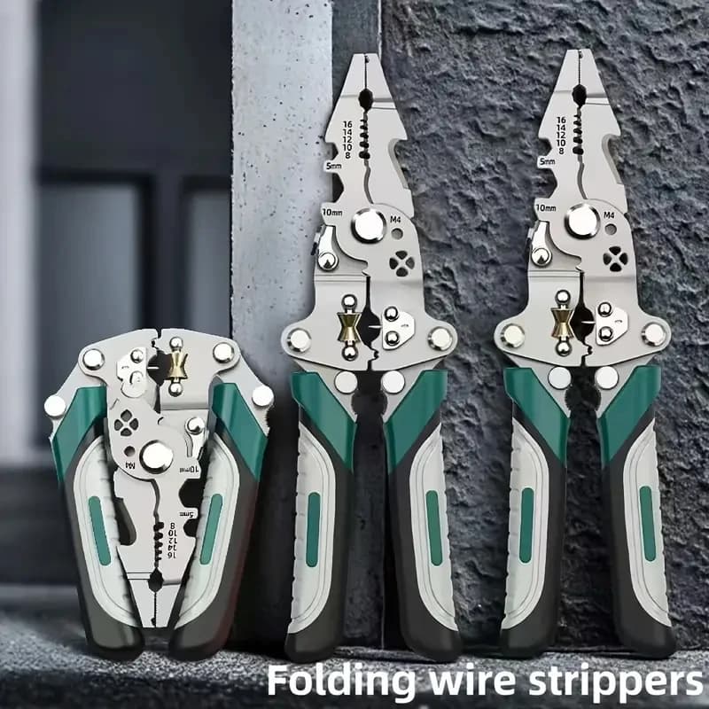 Pince multifonction pliable électricien - Outil avec dénudage sertissage coupe et clé de serrage