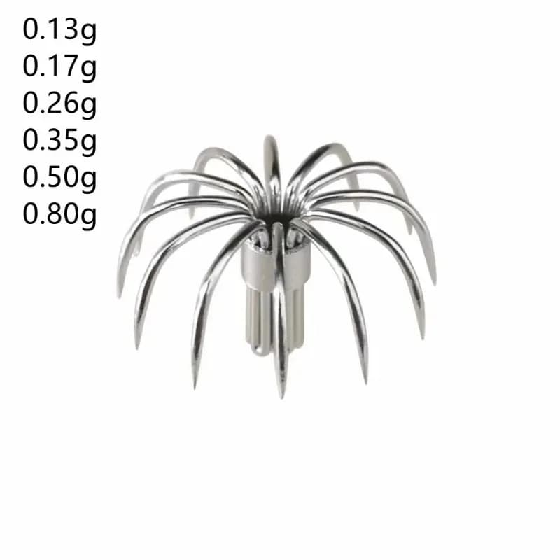 20 hameçons à calmar miniatures en acier inoxydable - Accessoires pour appâts couronne parapluie - Artisans pêche DIY